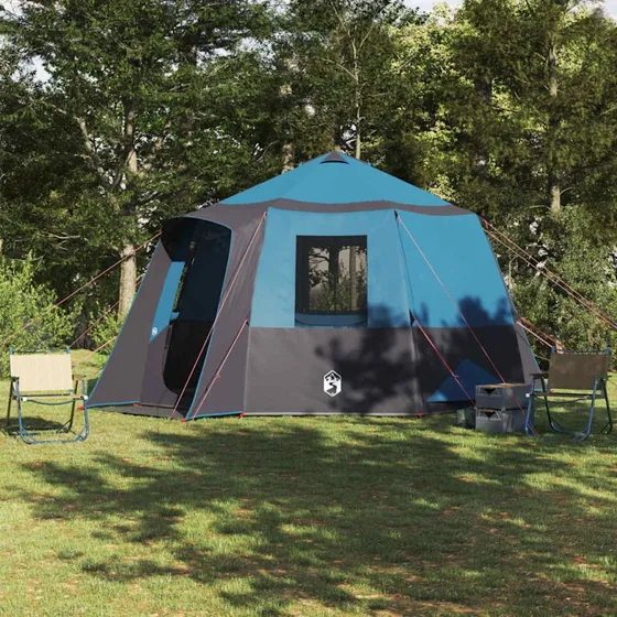 vidaXL Cabin tent 12-personer blå/grå 405x405x273 cm