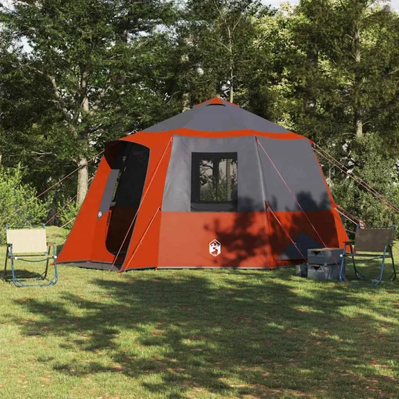 vidaXL Cabin tent 12 pers. Grå/orange 405x405x273 cm