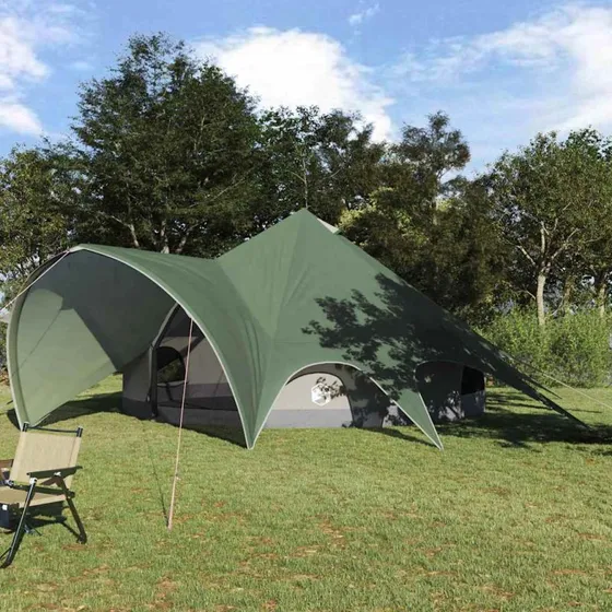 vidaXL Teepee Telt 7-Personer Grøn/Grå 600x600x347 cm