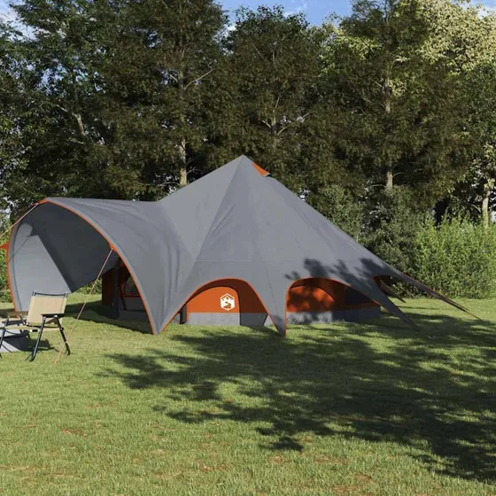 vidaXL Teepee Telt 9 personer Grå/Orange 502x502x297 cm