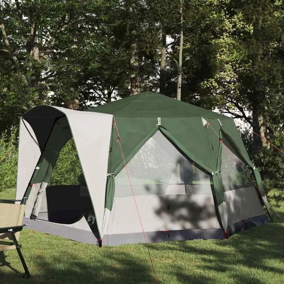 vidaXL Cabin Tent 5-Person Grøn/Hvid 333 x 317 x 194 cm