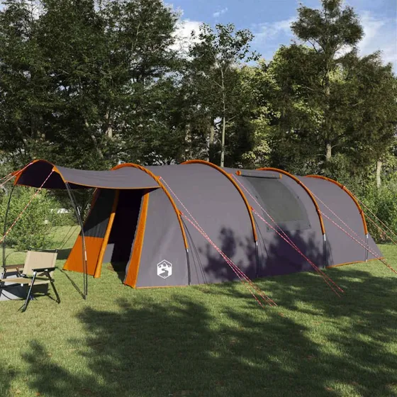 vidaXL Tunneltelt 4-personer Grå/Orange 740x370x220 cm