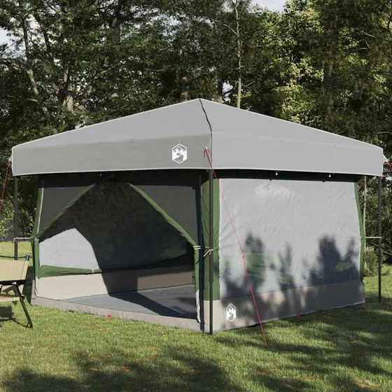 vidaXL Indertelt 300x300x250 cm Grøn/Grå med tag og opbevaring