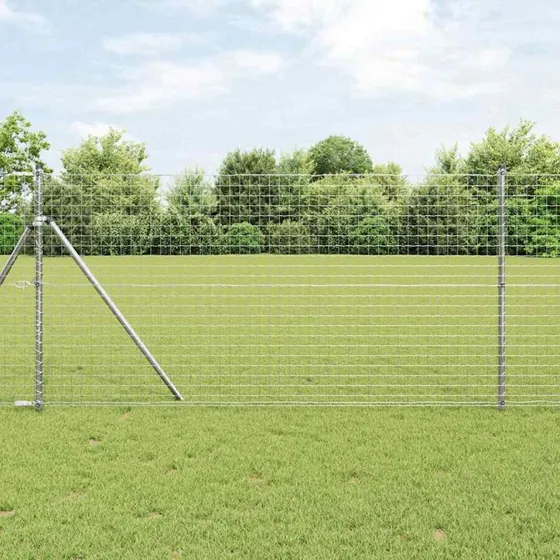 vidaXL Hegnspæl 7 stk Sølv 32 mm Ø 150 cm Galvaniseret Stål