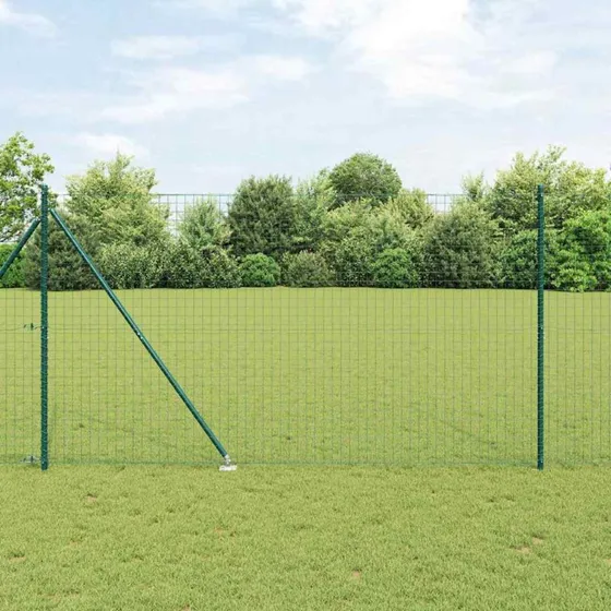 vidaXL Hegnspæl 7 stk Grøn 32 mm Ø 180 cm Galvaniseret Stål