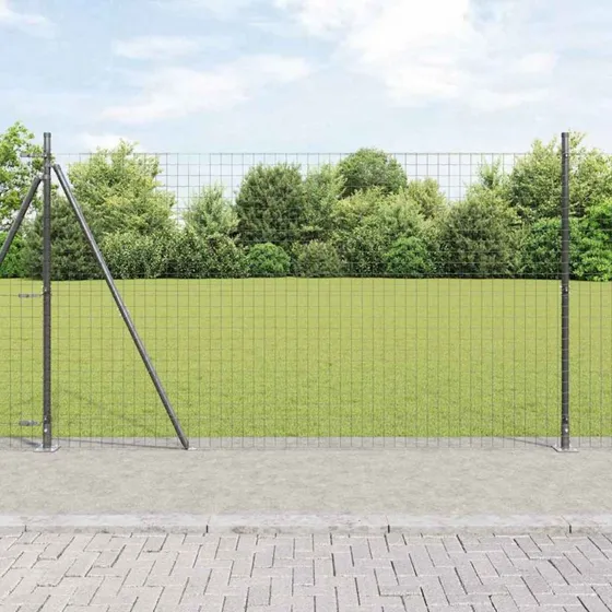 vidaXL Hegnspæl 7 stk Grå 160 cm Ø32mm Galvaniseret Stål