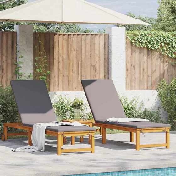 vidaXL Solstol 2 stk Brun 202 x 53 x 89 cm Massivt Akacietræ