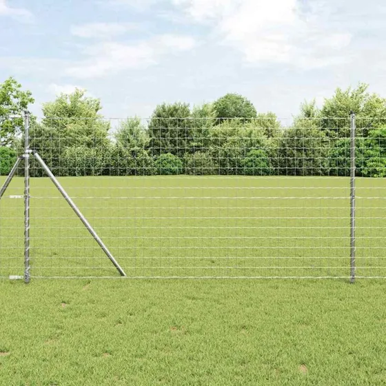 vidaXL Euro Hejn 1,2 x 25 m Sølv PVC-belagt jern