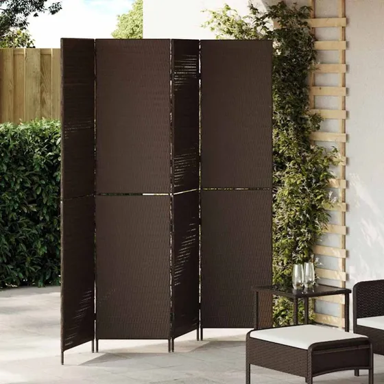 vidaXL Rumdeler Brun 195 x 180 cm Poly Rattan