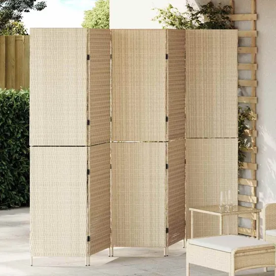 vidaXL Rumdeler Beige 242 x 180 cm polyrattan, foldbar