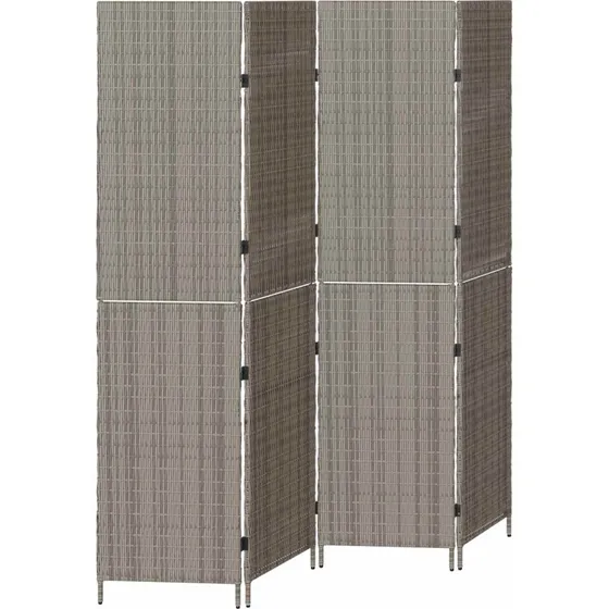 vidaXL Grå Rumdeler 195 x 180 cm Poly Rattan Foldbar