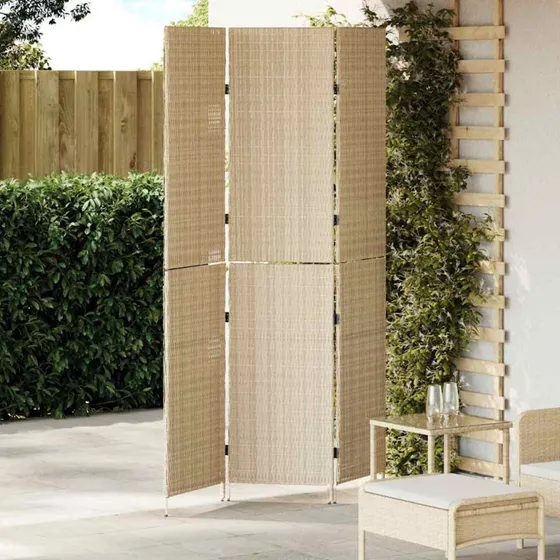vidaXL Rumdeler Beige 146 x 200 cm, foldbar polyrattan