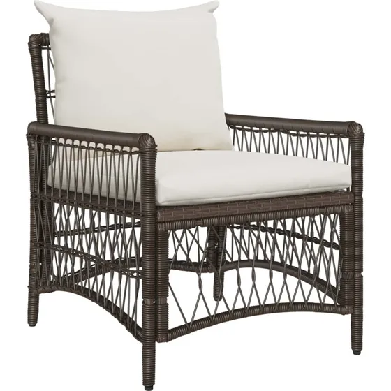 vidaXL Have Stol med Pude Brun 73x61x77 cm Poly Rattan