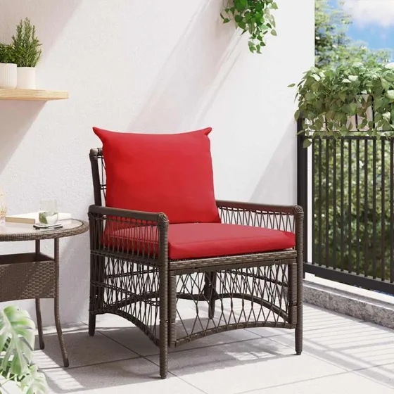 vidaXL Have Stol med pude Brun 73 x 61 x 77 cm polyrattan