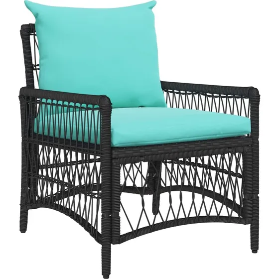 vidaXL Have Stol med Pude, Sort, 73 x 61 x 77 cm, Poly Rattan