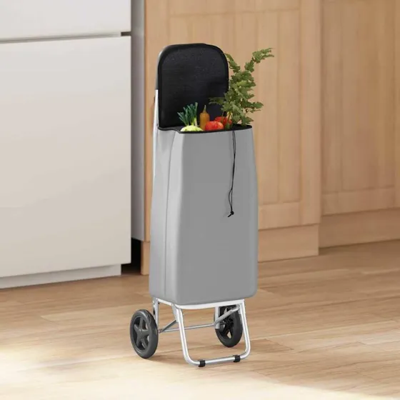 vidaXL Indkøbsvogn Grå 35 x 28 x 92 cm med Oxford-stof