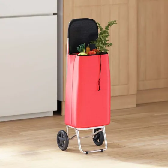 vidaXL Indkøbsvogn Rød 35 x 28 x 92 cm med Oxford-stof
