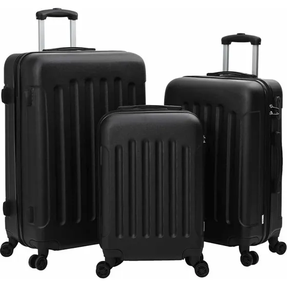 vidaXL Kuffert Sæt 3 stk Sort 50 x 31 x 78 cm ABS Plastik med Lås