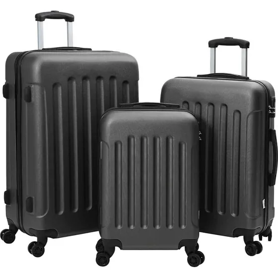 vidaXL Kuffert Sæt 3 stk Mørkegrå 50x31x78 cm ABS Plastik med Lås