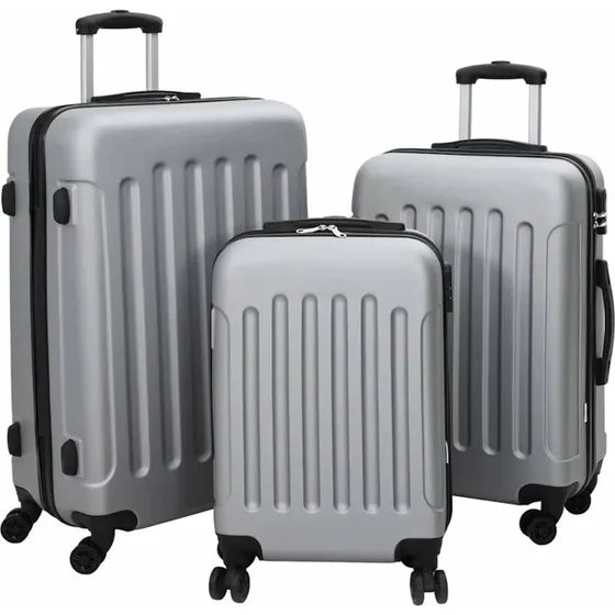 vidaXL Kuffert Sæt 3 stk Sølv 50x31x78 cm ABS Plastik med Lås