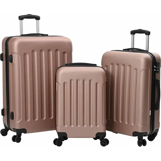 vidaXL Kuffert Sæt 3 stk Rosenguld 50x31x78 cm ABS Plastik med Lås