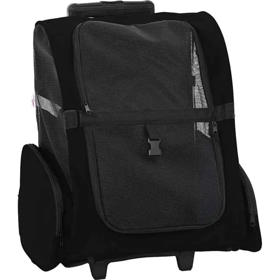 vidaXL 3-i-1 kæledyrsvogn sort 48x32x(57-106) cm
