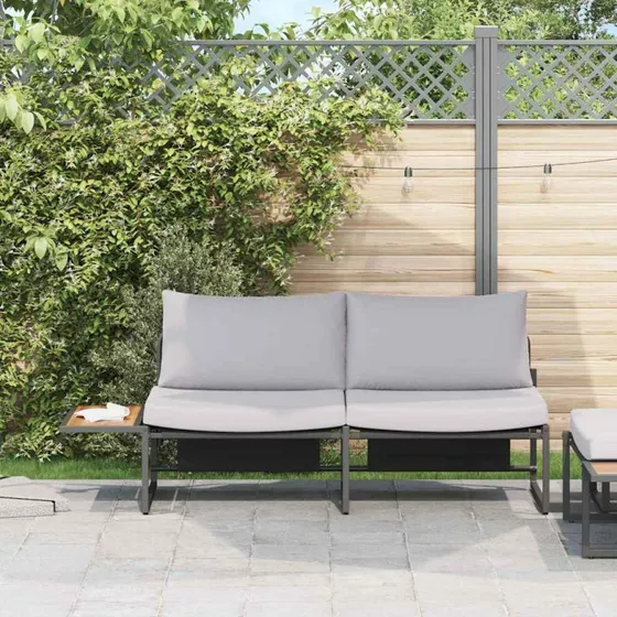 vidaXL Havemøbelsofa med pude Lysegrå 200,5 x 70 x 85,5 cm Stål