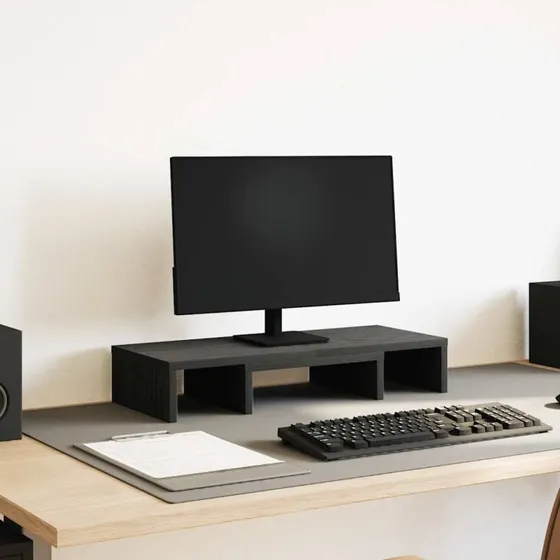 vidaXL Skærmholder 60x24x10,5 cm Justerbar Konstrueret Træ Sort
