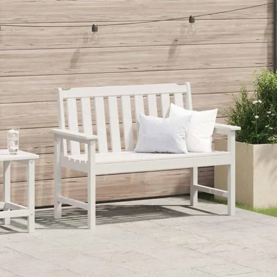 vidaXL Havebænk Hvid 120 x 59 x 88 cm HDPE