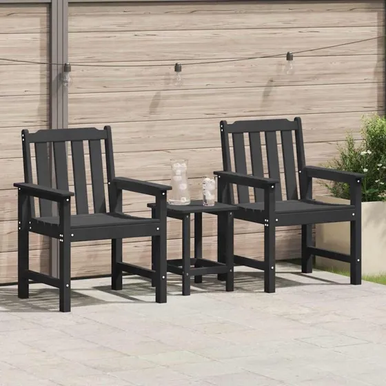 vidaXL Havemøbel 2-pces spisestol, sort, 65,5 x 59 x 88 cm, HDPE