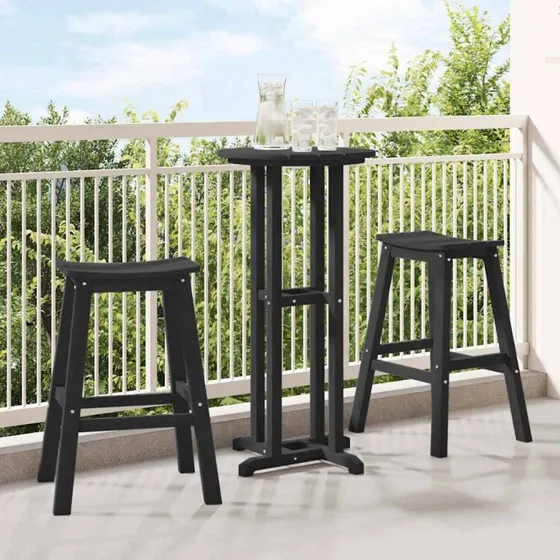 vidaXL Barbænk 2 stk, Sort, 52 x 43 x 73,5 cm, HDPE
