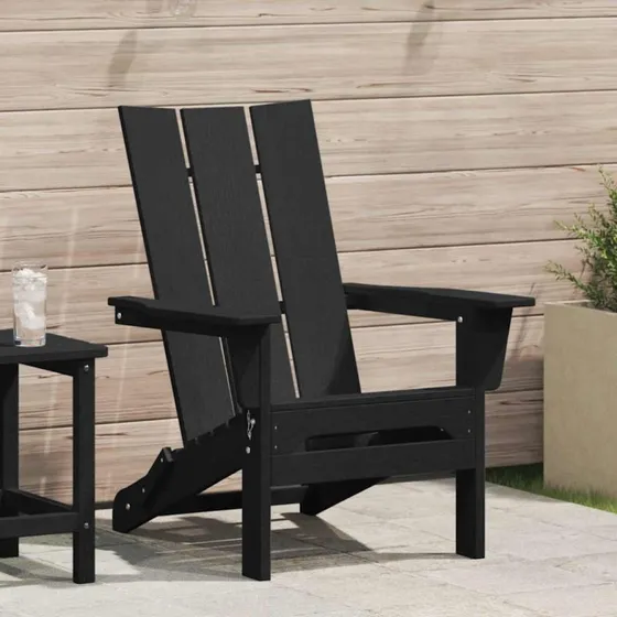 vidaXL Foldbar Adirondack Stol Sort 80,5 x 74,5 x 92 cm HDPE