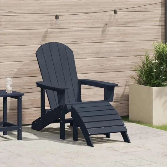 vidaXL Adirondack-stol Mørkeblå 82x74x92 cm HDPE