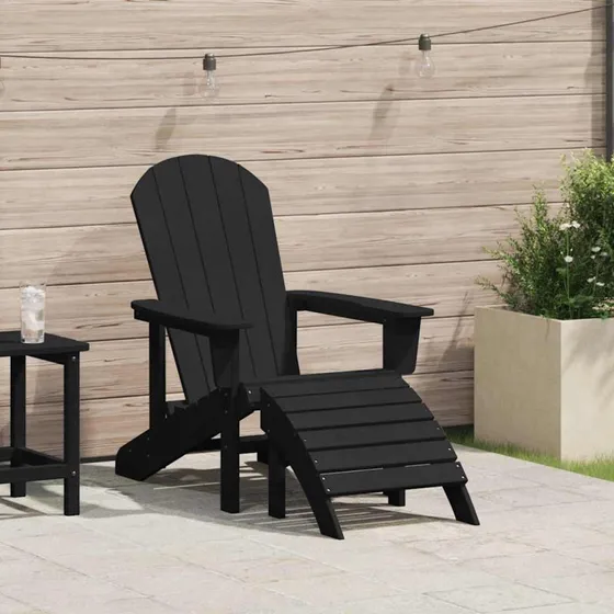 vidaXL Adirondack-stol Sort 82x74x92 cm HDPE med pude