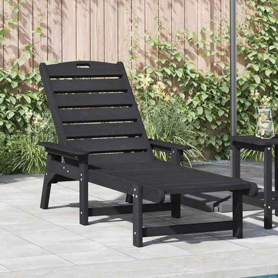 vidaXL Solstol Sort 195,5 x 53 x 98,5 cm HDPE