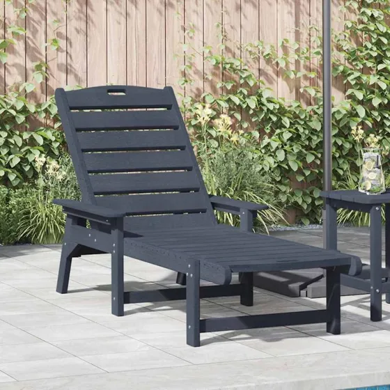 vidaXL Solstol Mørkeblå 195,5 x 53 x 98,5 cm HDPE