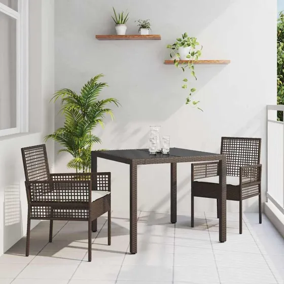 vidaXL Have Spisebordssæt 3 del, Brun Poly Rattan