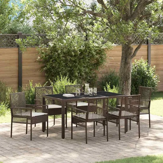 vidaXL Have Spisebordssæt 7 del, brun polyrattan