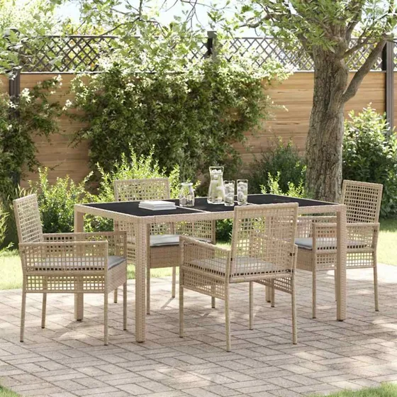 vidaXL Have Spisebordssæt 5 stk Beige Poly Rattan