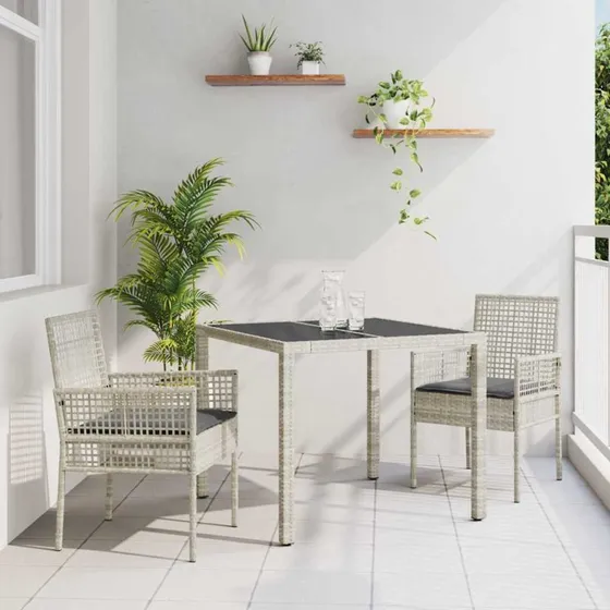 vidaXL Have Spisebordssæt 3 stk Lysegrå Poly Rattan
