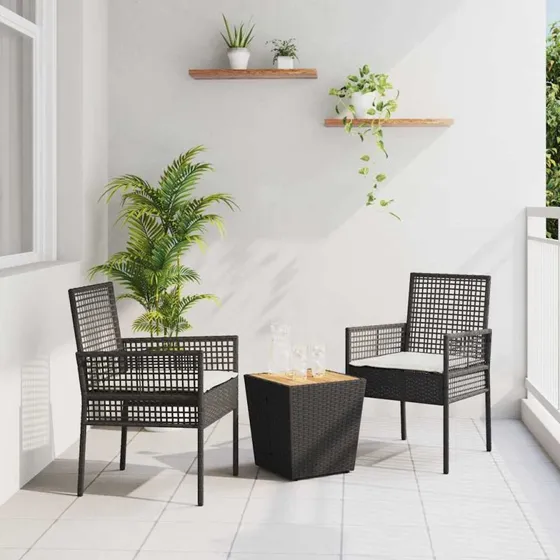 vidaXL Have Bistro Sæt 3 pc Sort Poly Rattan