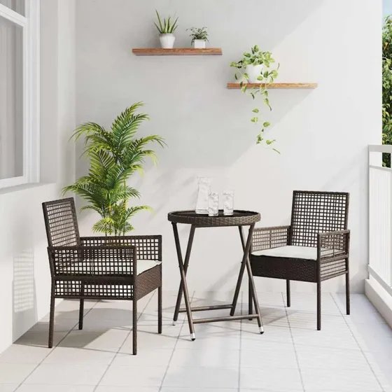 vidaXL Have Bistro Sæt 3 pcs Brun Poly Rattan