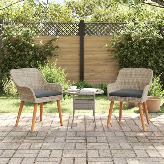 vidaXL Have Stol med pude 2 stk Lysegrå 62,5 x 55 x 82 cm polyrattan
