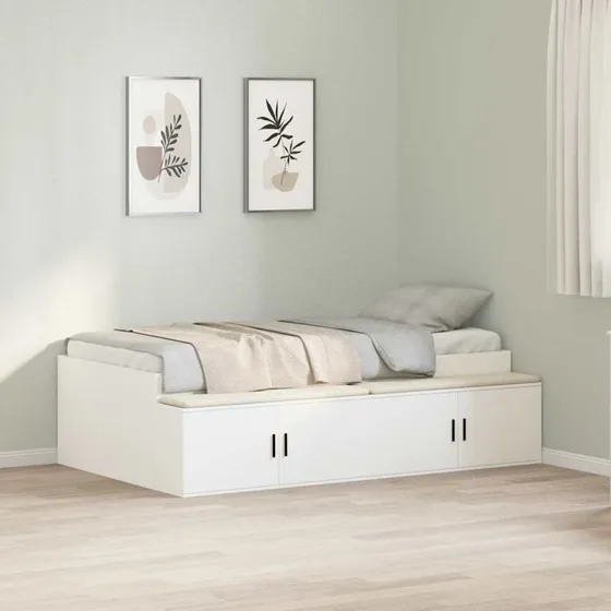 vidaXL Sengestel med skuffe Hvid 90 x 200 cm Konstrueret træ