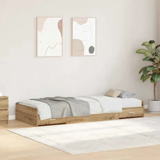 vidaXL Sengestel med skuffe 80 x 200 cm Artisan Egetræ