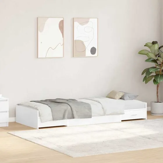 vidaXL Sengestel med Hovedgærde Hvid 90x190 cm Konstrueret Træ