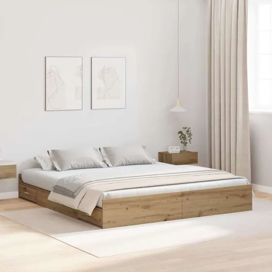 vidaXL Seng med opbevaring Artisan Egetræ 180 x 200 cm