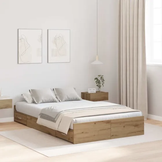 vidaXL Seng med opbevaring Artisan Egetræ 120 x 190 cm