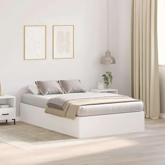 vidaXL Sengestel med Opbevaring Hvid 120x200 cm Konstrueret Træ