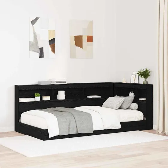 vidaXL Opbevaringshovedgavl 90 cm Sort Eg Konstrueret Træ